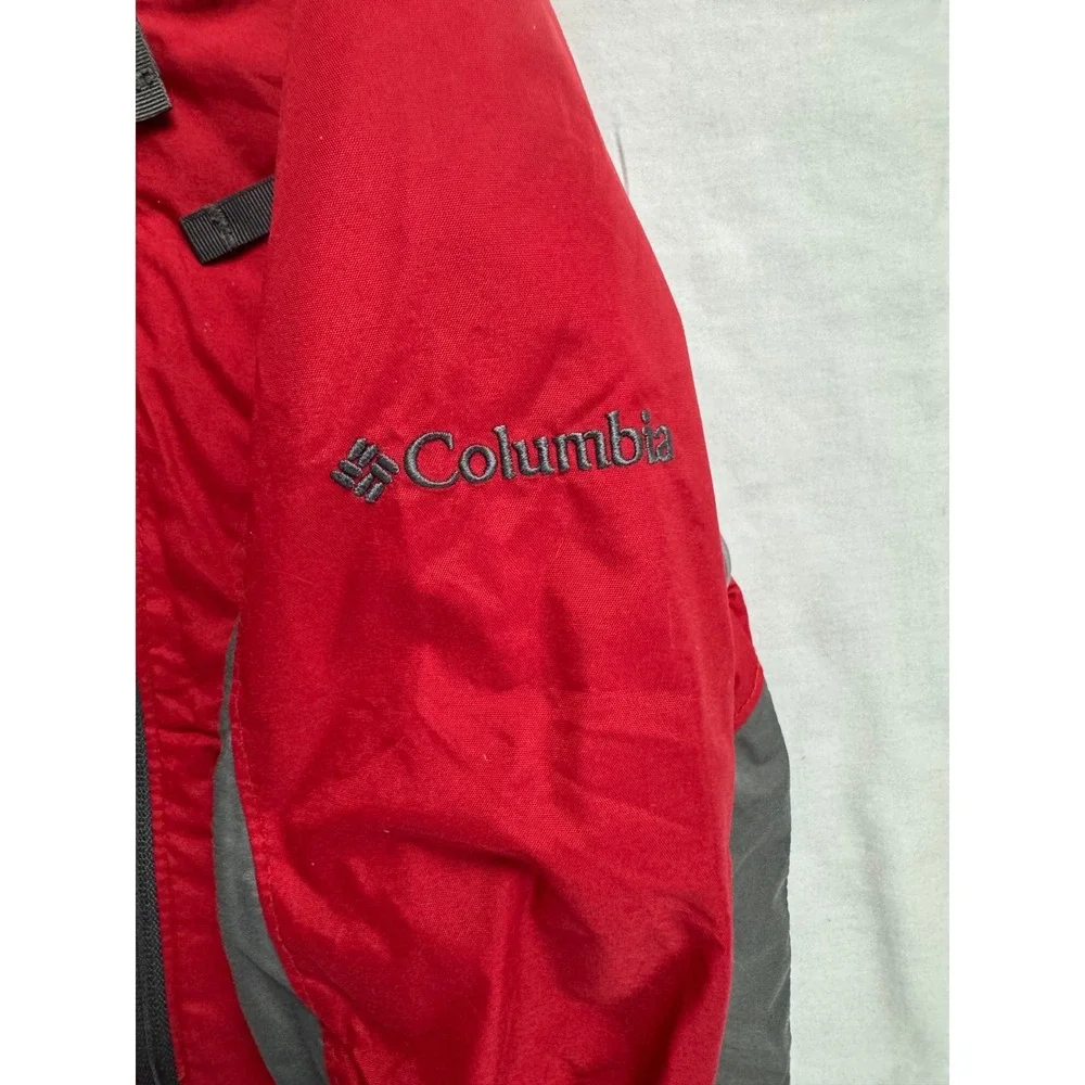 Columbia Toddler Boys Red Grey Hooded Windbreaker Jacket 2T